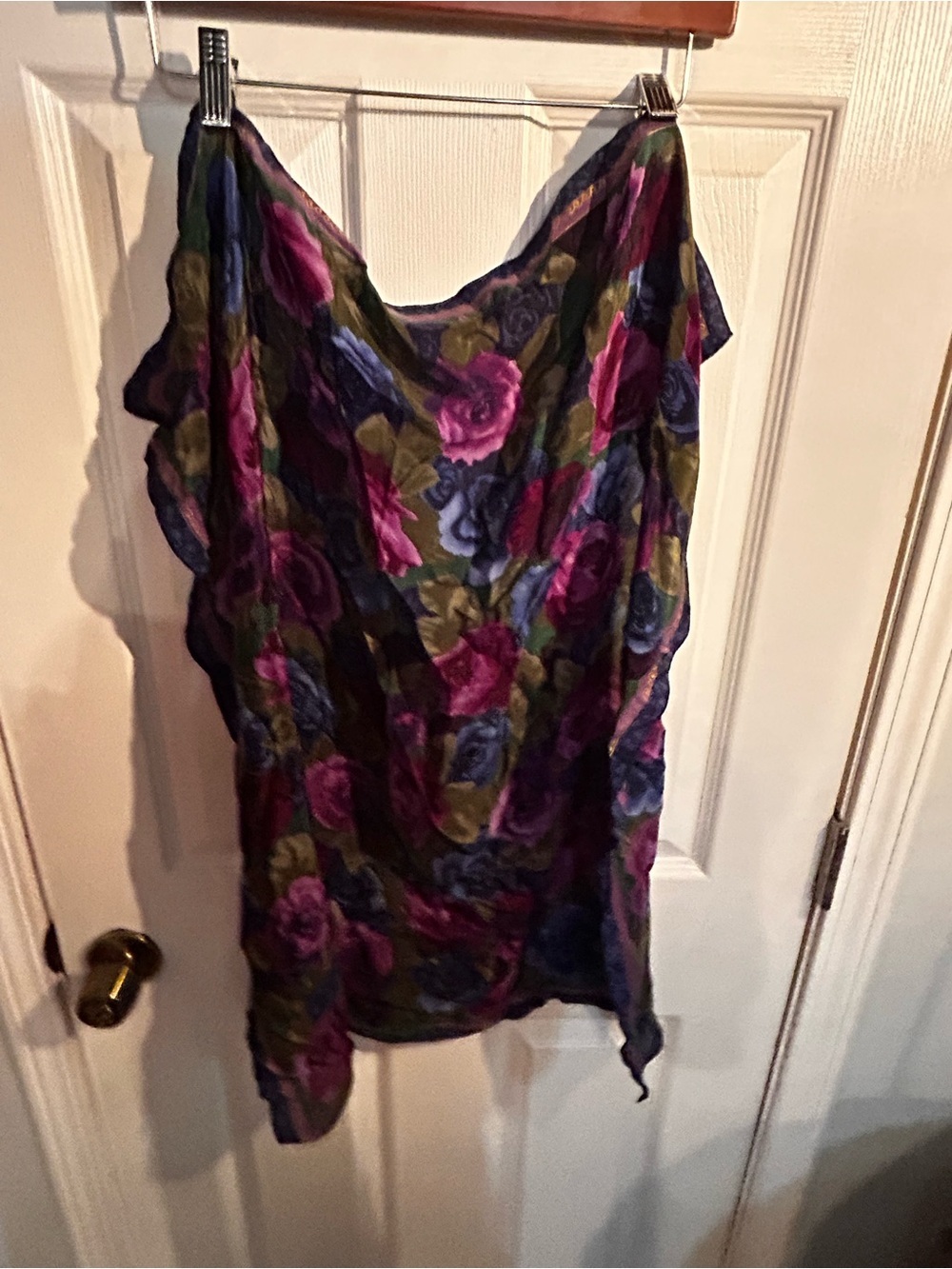 Floral Sheer Scarf Wrap in Purple and Green